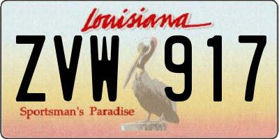 LA license plate ZVW917