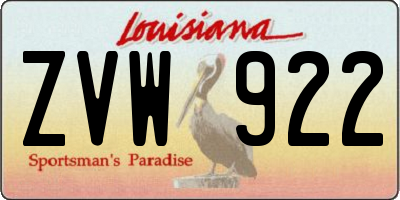 LA license plate ZVW922