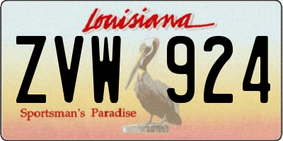 LA license plate ZVW924