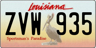 LA license plate ZVW935