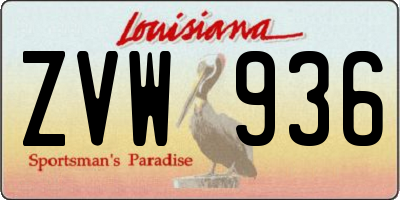 LA license plate ZVW936