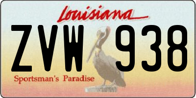 LA license plate ZVW938