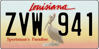 LA license plate ZVW941