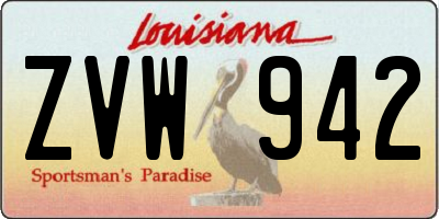 LA license plate ZVW942