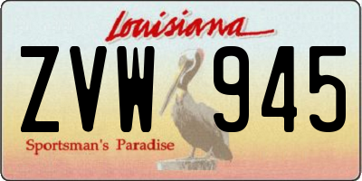 LA license plate ZVW945