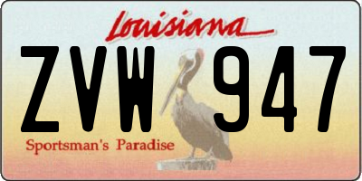 LA license plate ZVW947