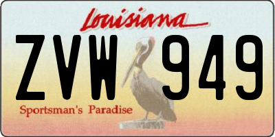 LA license plate ZVW949