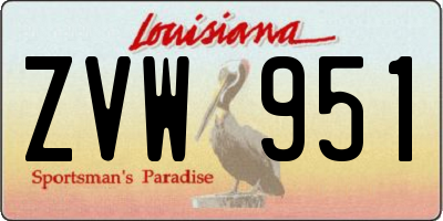 LA license plate ZVW951