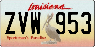 LA license plate ZVW953