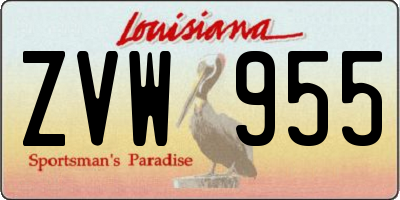 LA license plate ZVW955