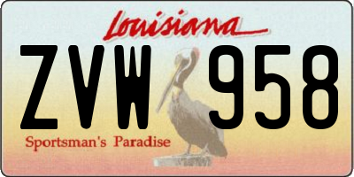 LA license plate ZVW958