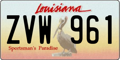 LA license plate ZVW961