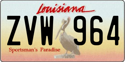 LA license plate ZVW964