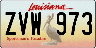 LA license plate ZVW973