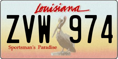 LA license plate ZVW974