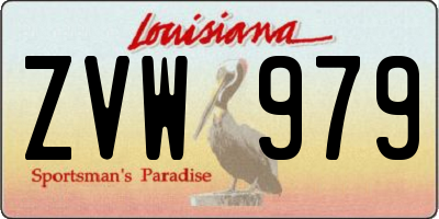 LA license plate ZVW979