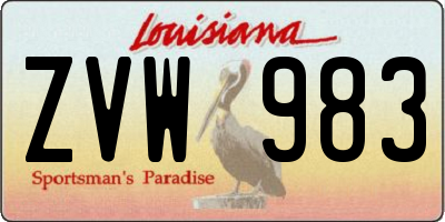 LA license plate ZVW983