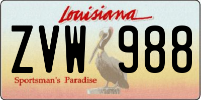 LA license plate ZVW988