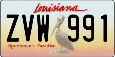 LA license plate ZVW991