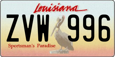 LA license plate ZVW996