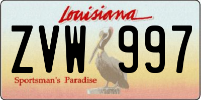 LA license plate ZVW997