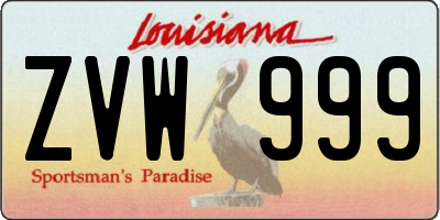 LA license plate ZVW999