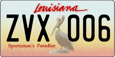 LA license plate ZVX006