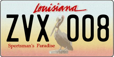 LA license plate ZVX008