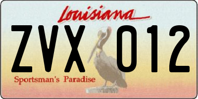 LA license plate ZVX012