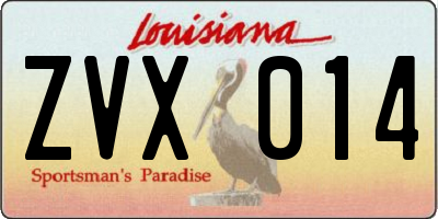 LA license plate ZVX014