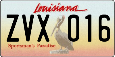 LA license plate ZVX016
