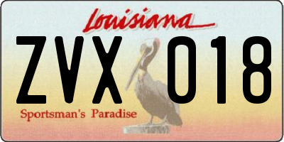 LA license plate ZVX018