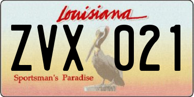 LA license plate ZVX021