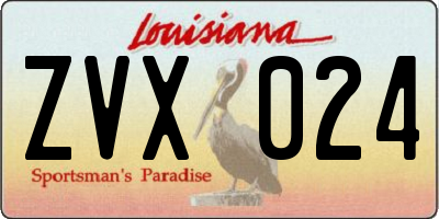 LA license plate ZVX024