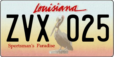 LA license plate ZVX025