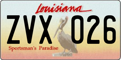 LA license plate ZVX026