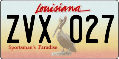 LA license plate ZVX027