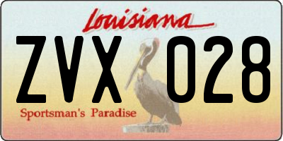 LA license plate ZVX028