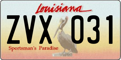 LA license plate ZVX031