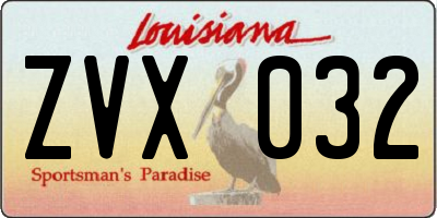 LA license plate ZVX032