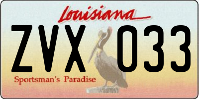 LA license plate ZVX033