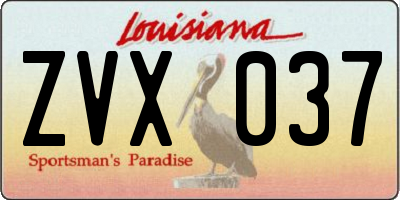 LA license plate ZVX037