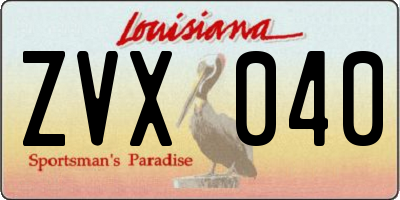 LA license plate ZVX040