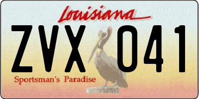 LA license plate ZVX041