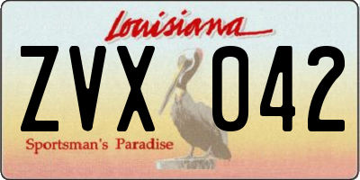 LA license plate ZVX042