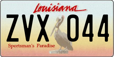 LA license plate ZVX044