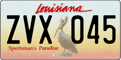 LA license plate ZVX045