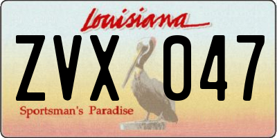 LA license plate ZVX047