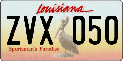 LA license plate ZVX050
