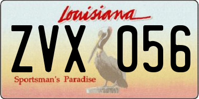 LA license plate ZVX056